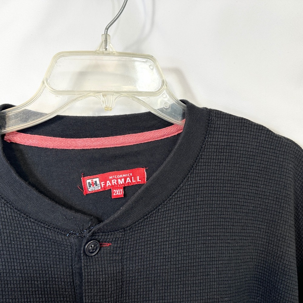 McCormick Farmall Mens 2XLT Henley Black Waffle Knit Thermal Shirt 1062 - Picture 7 of 9